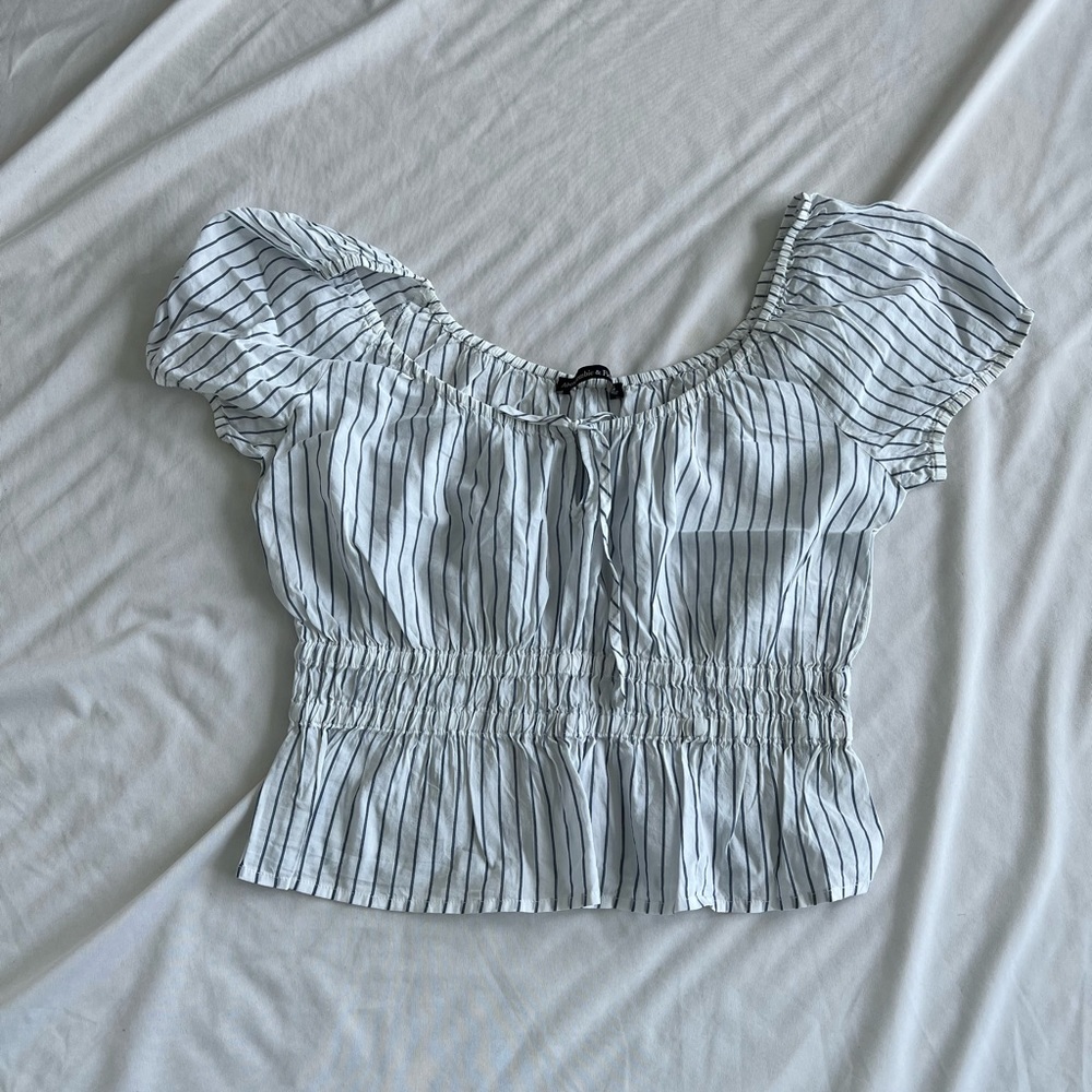 Brand new Abercrombie white and blue striped shirt